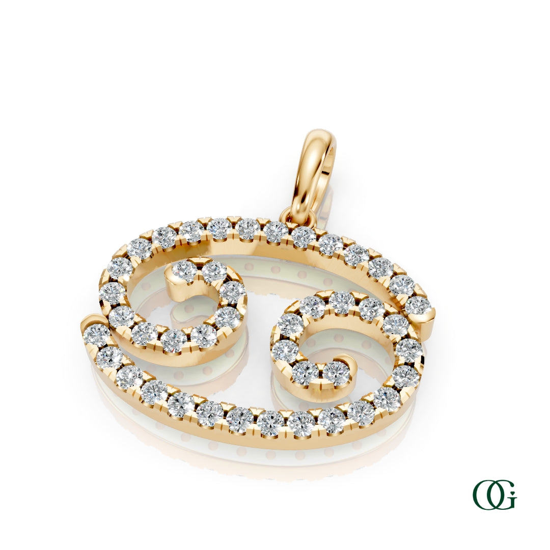 Y | Cancer Pavé Diamond Zodiac Pendant in yellow gold