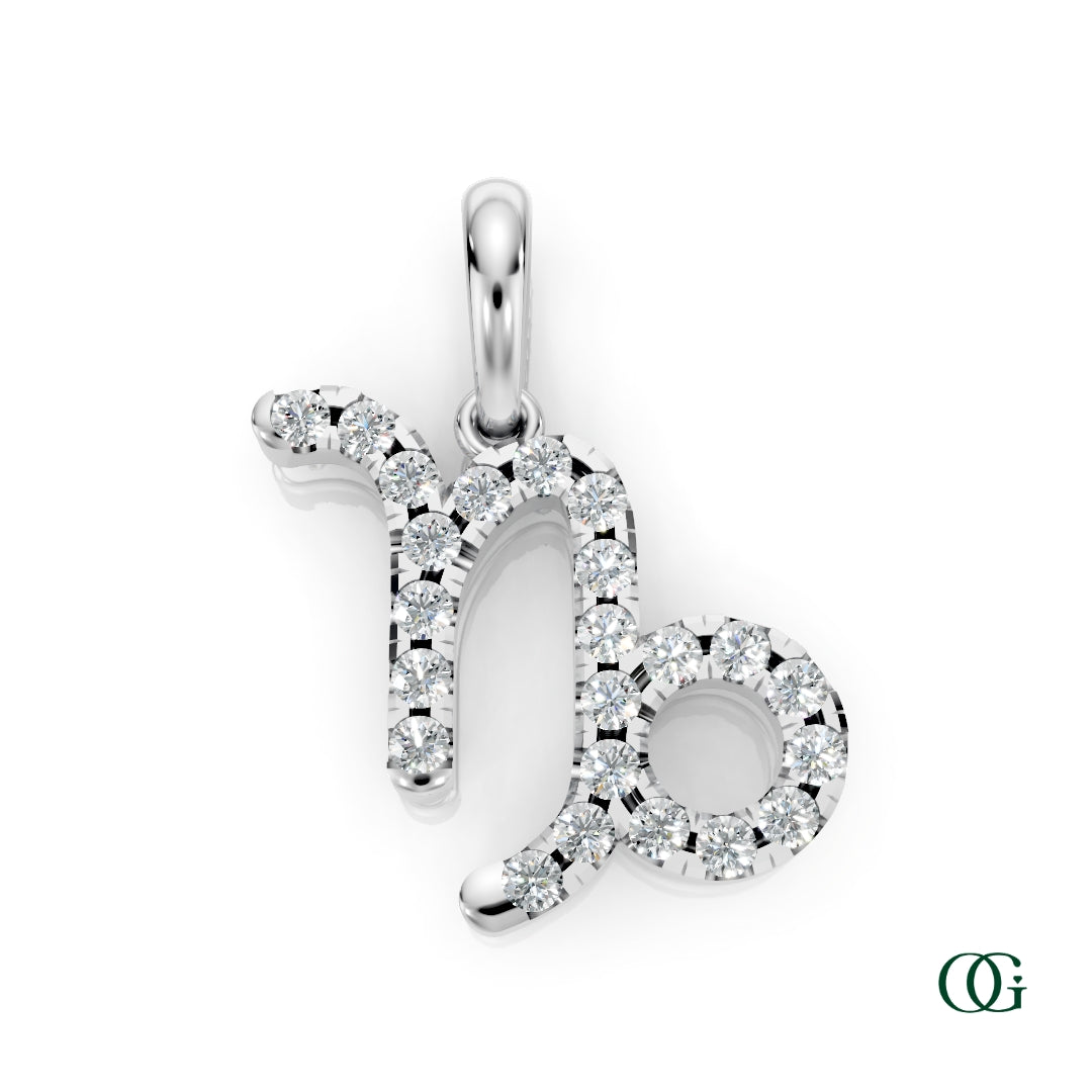 W | Capricorn Pavé Diamond Zodiac Pendant in white gold