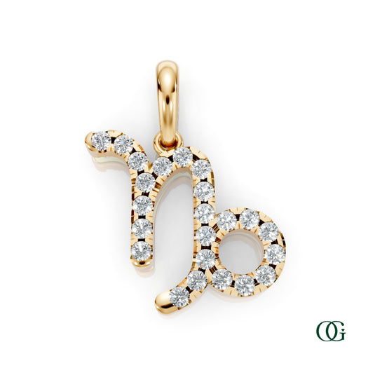 Y | Capricorn Pavé Diamond Zodiac Pendant in yellow gold