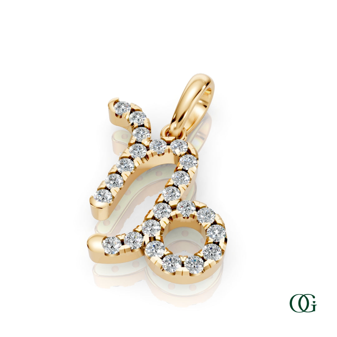 Y | Capricorn Pavé Diamond Zodiac Pendant in yellow gold