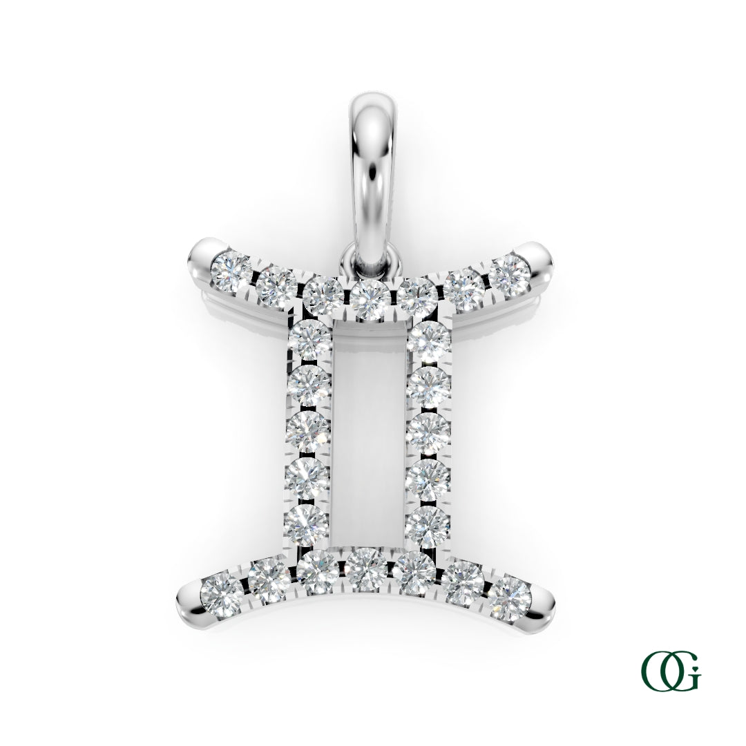 W | Gemini Pavé Diamond Zodiac Pendant in white gold
