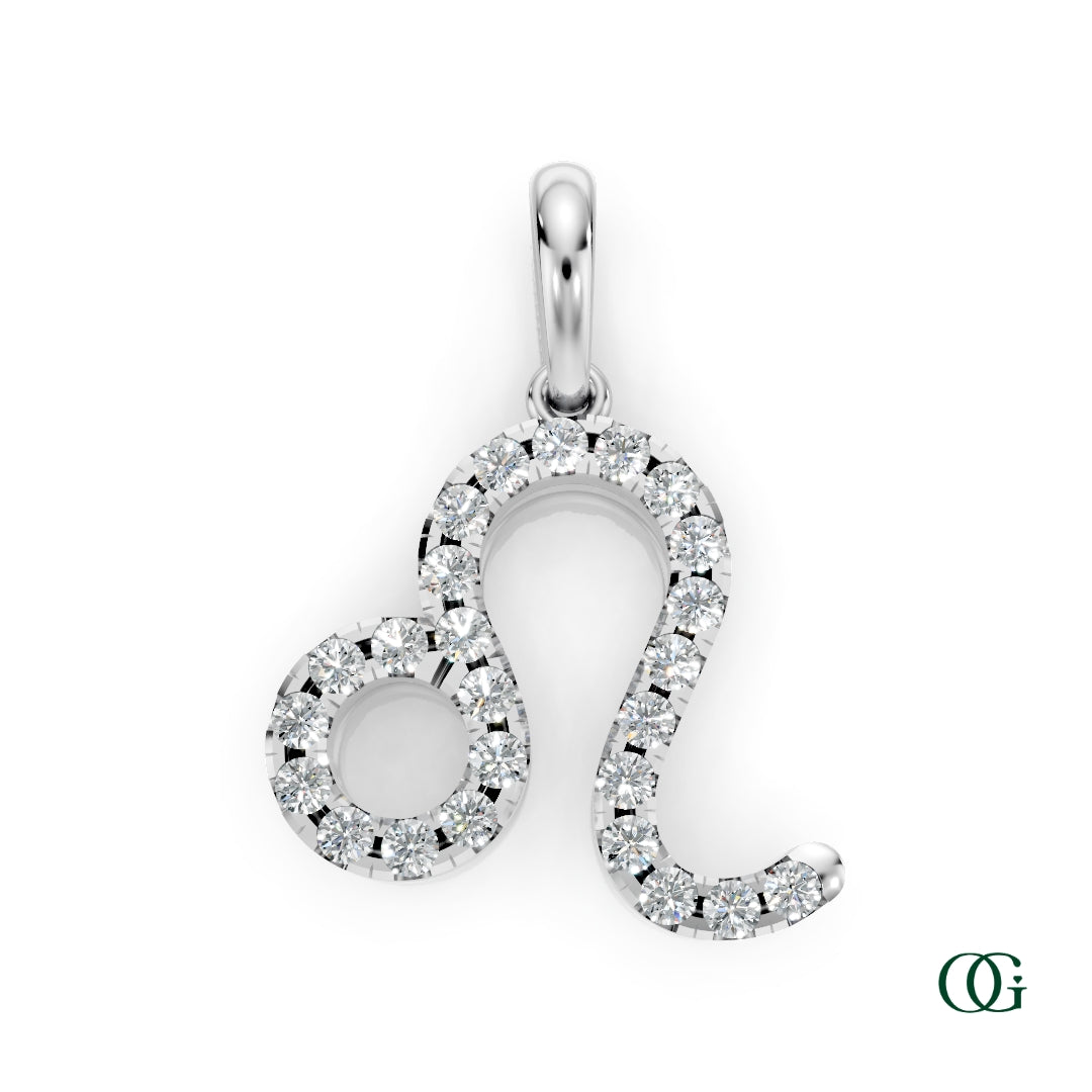 W | Leo Pavé Diamond Zodiac Pendant in white gold
