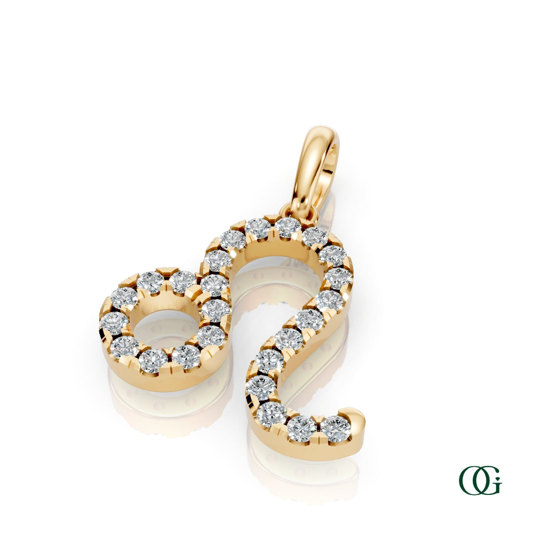 Y | Leo Pavé Diamond Zodiac Pendant in yellow gold