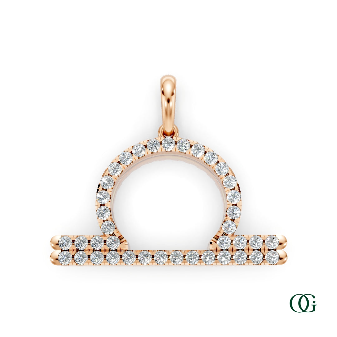 R | Libra Pavé Diamond Zodiac Pendant in rose gold