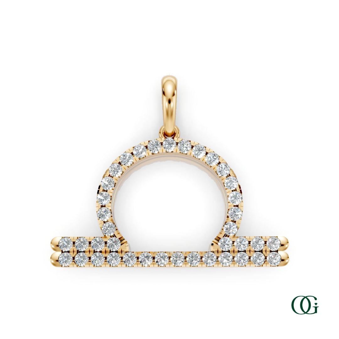 Y | Libra Pavé Diamond Zodiac Pendant in yellow gold