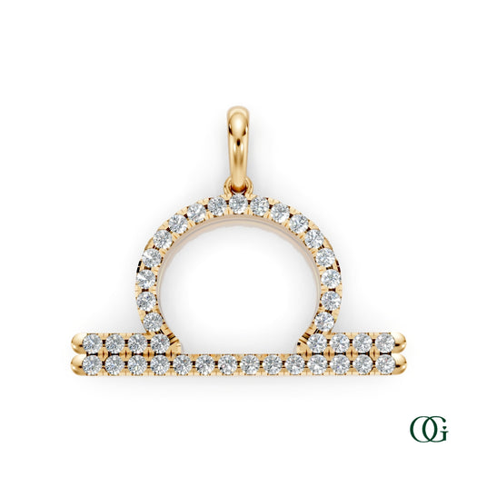 Y | Libra Pavé Diamond Zodiac Pendant in yellow gold