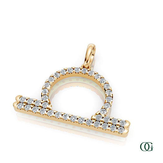 Y | Libra Pavé Diamond Zodiac Pendant in yellow gold
