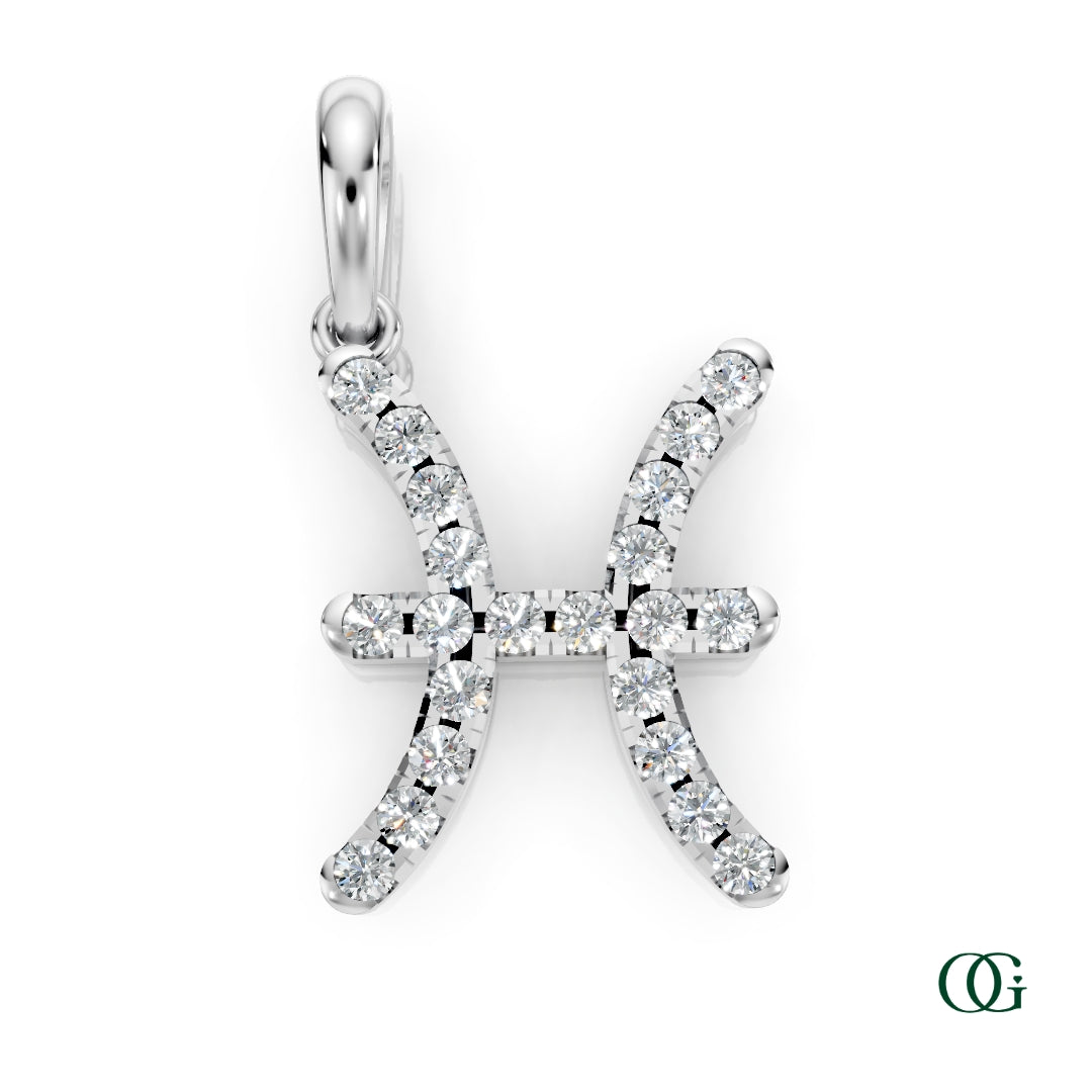 W | Pisces Pavé Diamond Zodiac Pendant in white gold