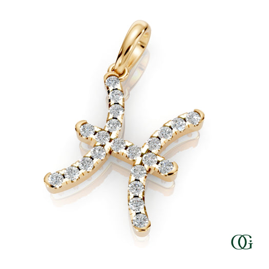 Y | Pisces Pavé Diamond Zodiac Pendant in yellow gold