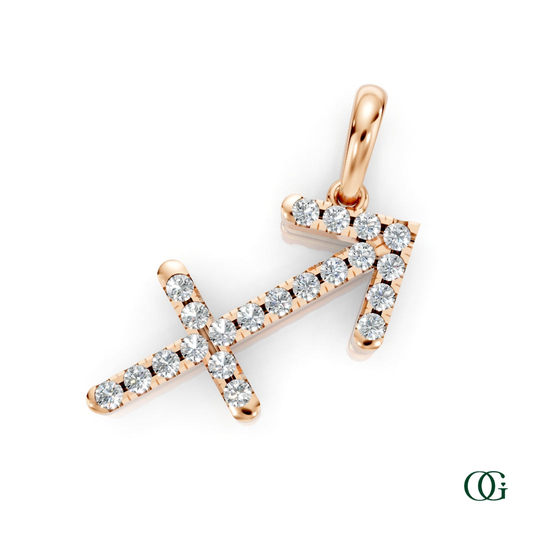 R | Sagittarius Pavé Diamond Zodiac Pendant in rose gold