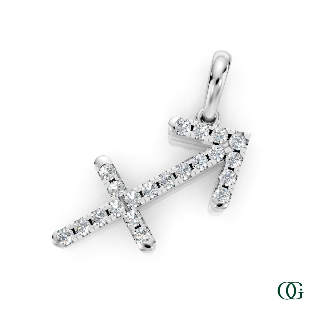 W | Sagittarius Pavé Diamond Zodiac Pendant in white gold
