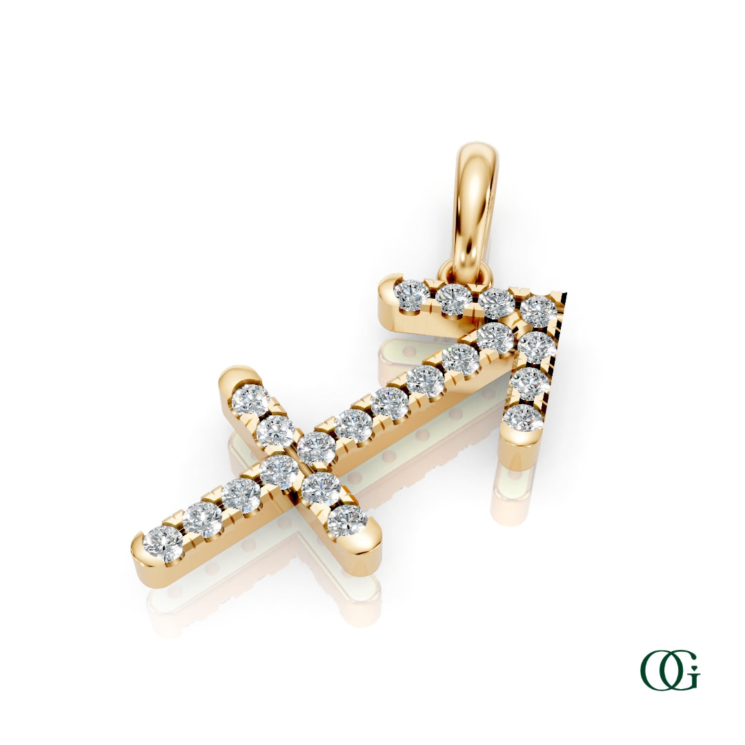 Y | Sagittarius Pavé Diamond Zodiac Pendant in yellow gold