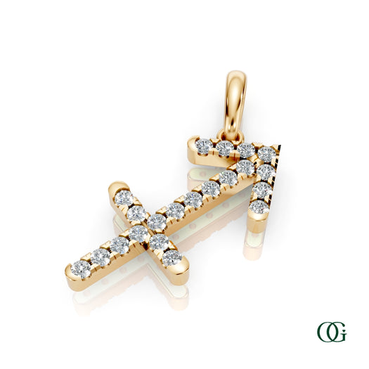 Y | Sagittarius Pavé Diamond Zodiac Pendant in yellow gold