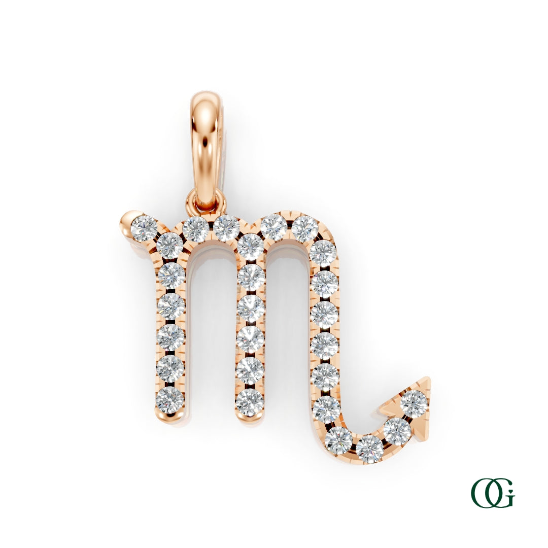 R | Scorpio Pavé Diamond Zodiac Pendant in rose gold