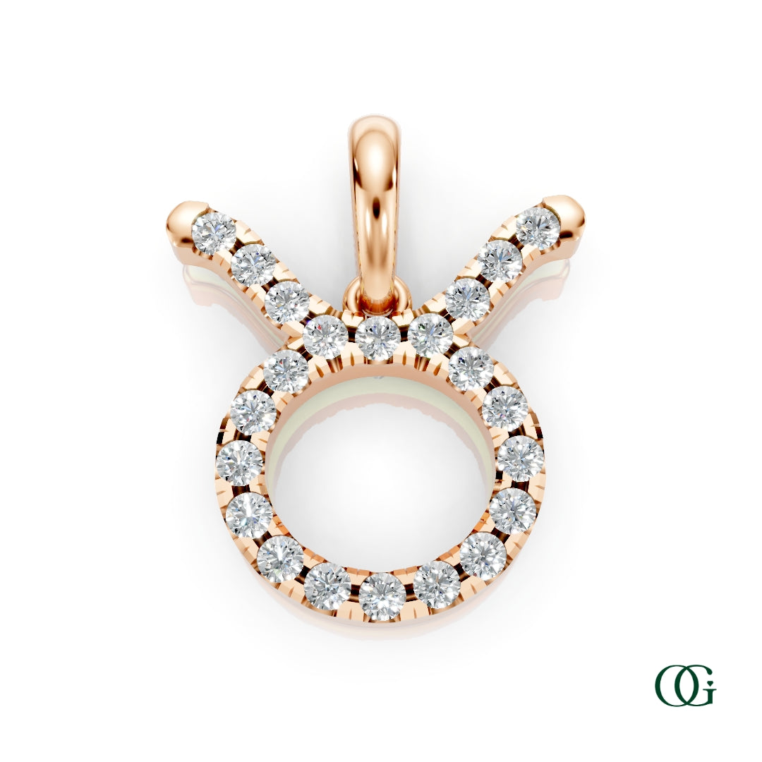 R | Taurus Pavé Diamond Zodiac Pendant in rose gold
