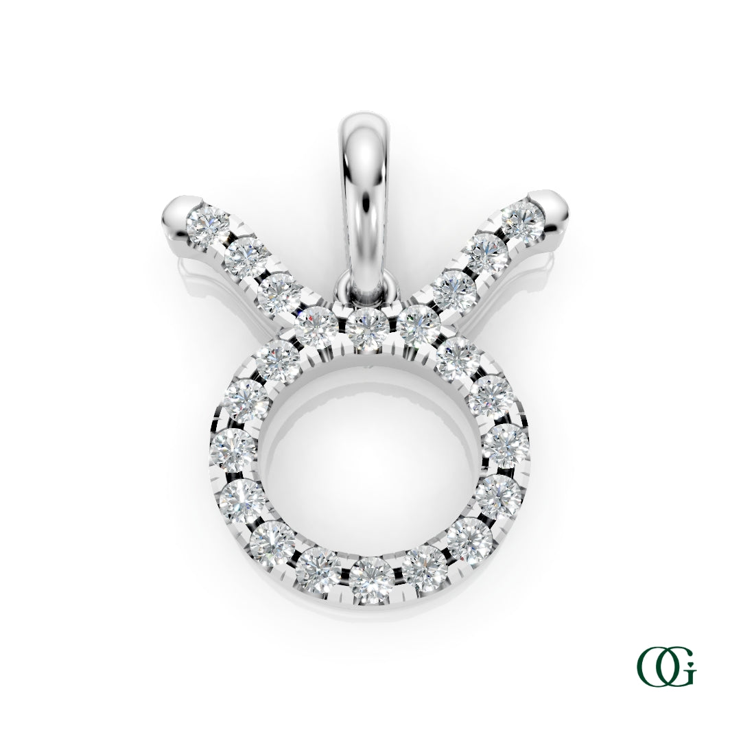 W | Taurus Pavé Diamond Zodiac Pendant in white gold