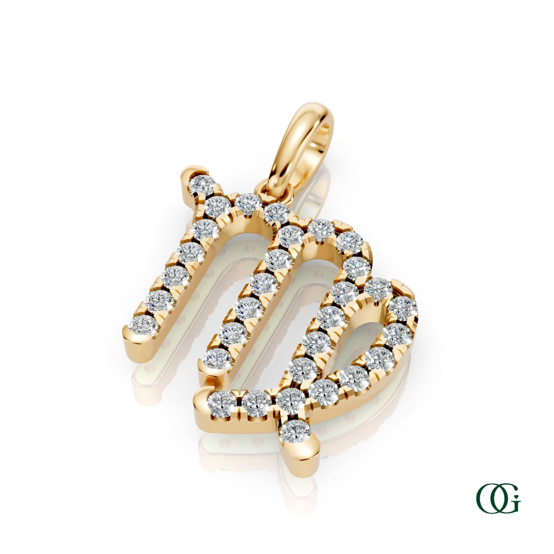 Y | Virgo Pavé Diamond Zodiac Pendant in yellow gold
