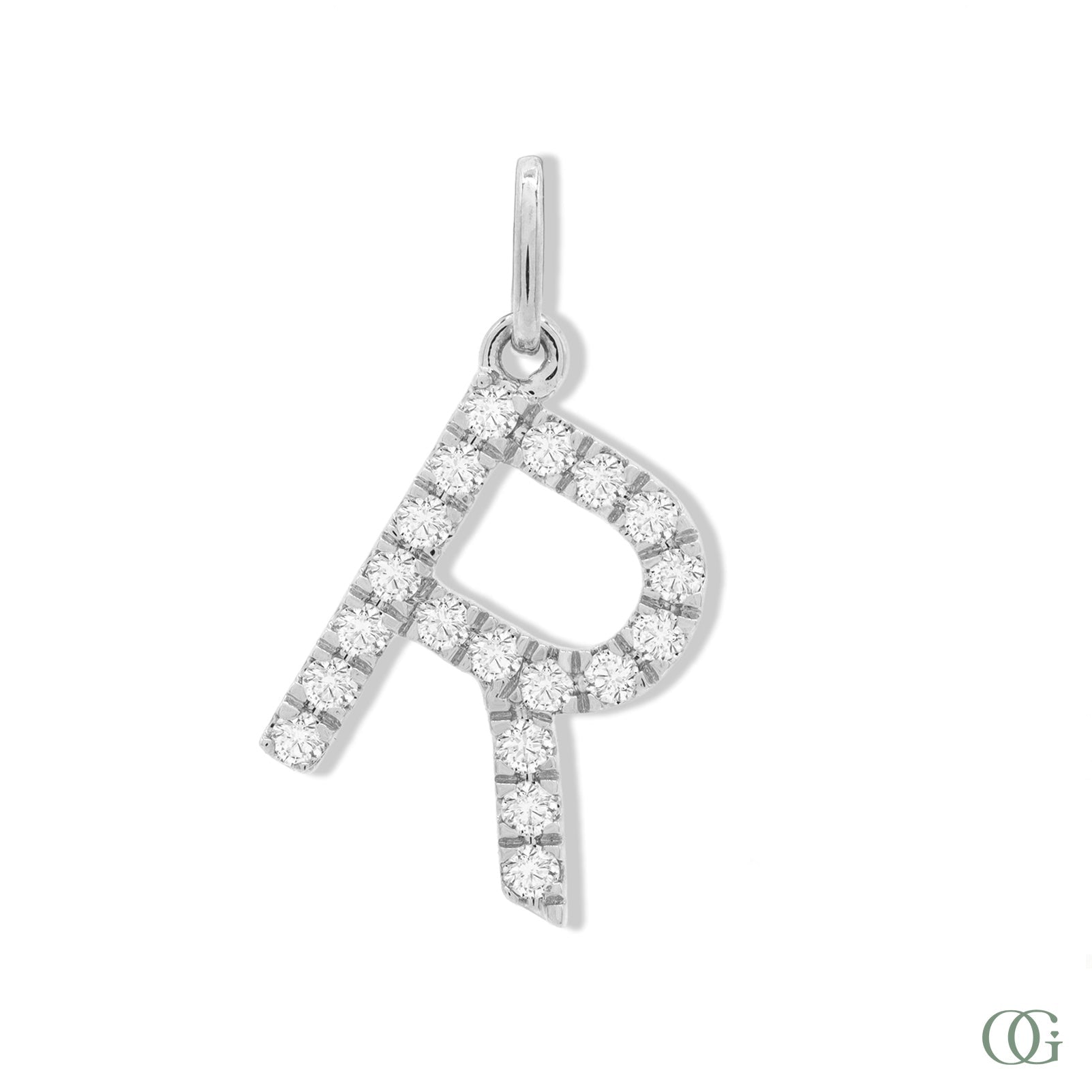 Lab Grown Diamond Letter Pendant - R