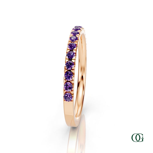 R|Personalized Amethyst Birthstone Band Ringin Rose Gold