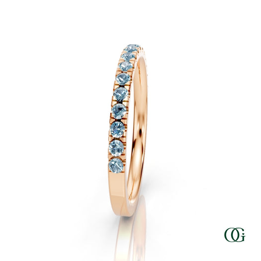 R|Personalized Aquamarine Birthstone Band Ringin Rose Gold