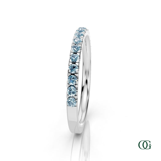 W|Personalized Aquamarine Birthstone Band Ringin White Gold