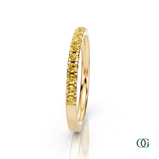 Y|Personalized Citrine Birthstone Band Ringin Yellow Gold