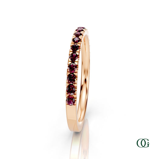 R|Personalized Garnet Birthstone Band Ring in Rose Gold