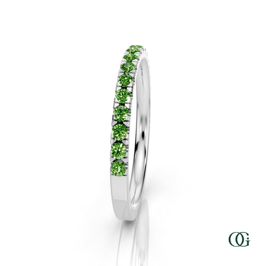 W|Personalized Peridot Birthstone Band Ringin White Gold