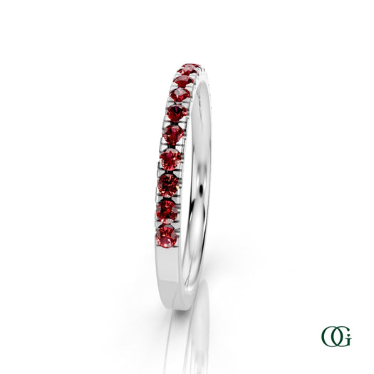 W|Personalized Ruby Birthstone Band Ringin White Gold
