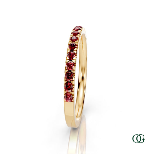 Y|Personalized Ruby Birthstone Band Ringin Yellow Gold