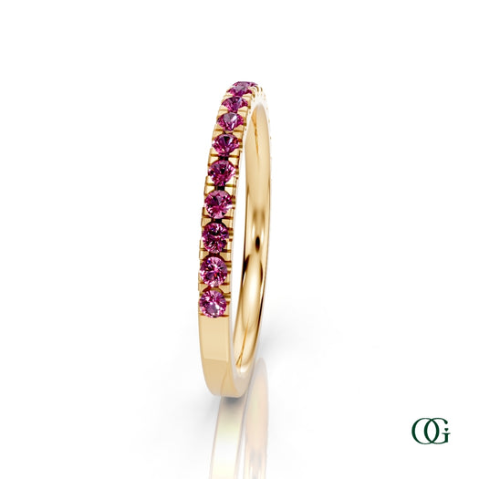 Y|Personalized Tourmaline Birthstone Band Ringin Yellow Gold