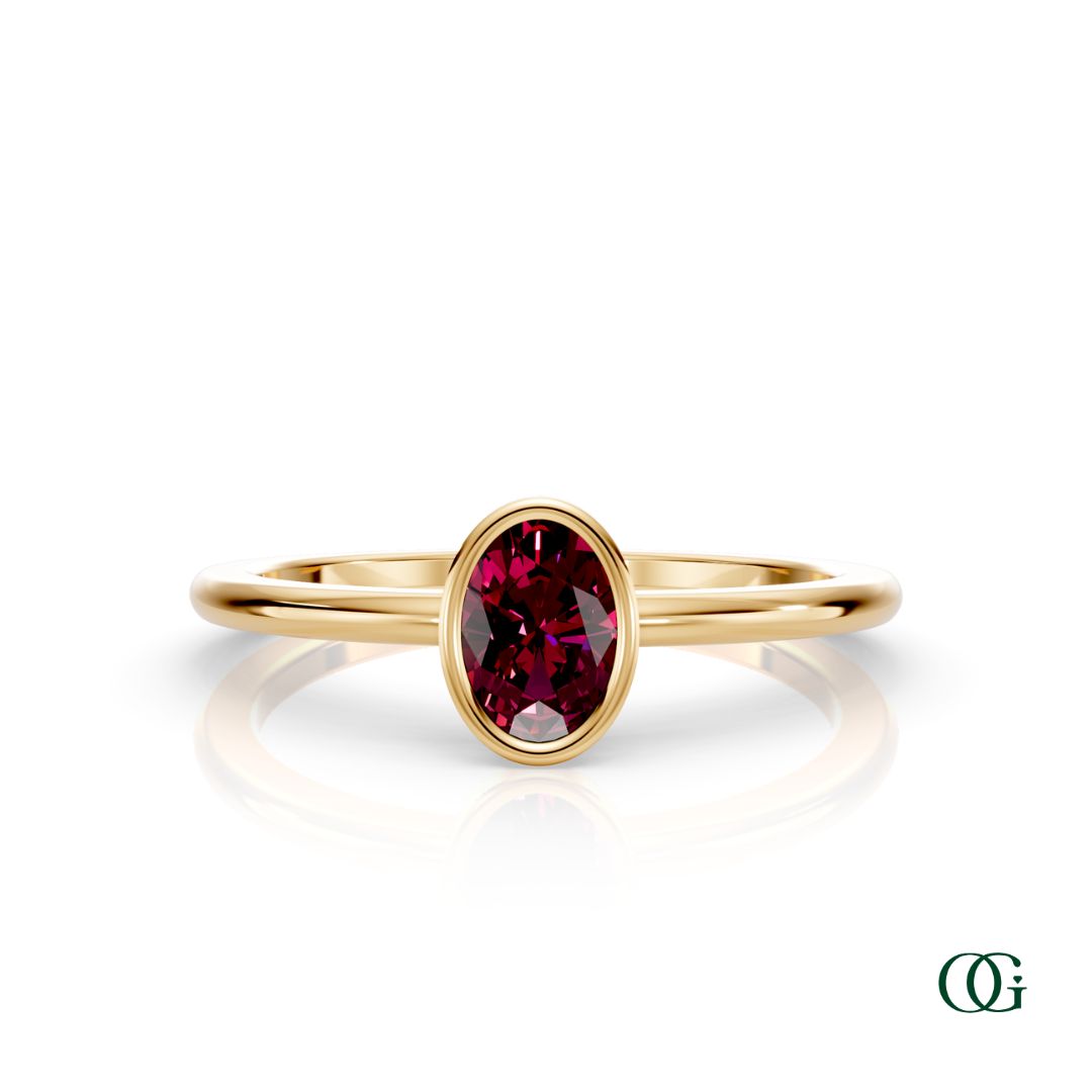 Personalized Oval Birthstone Ring