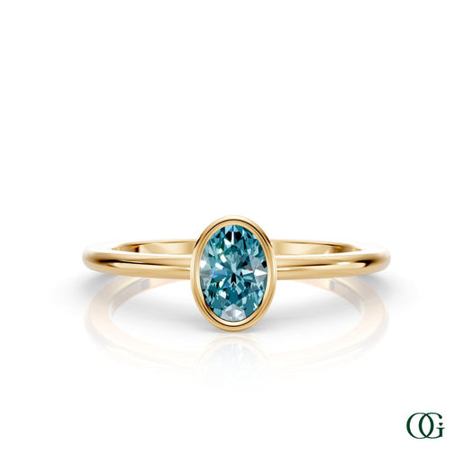 Y| A yellow gold ring featuring an oval topaz birthstone for December