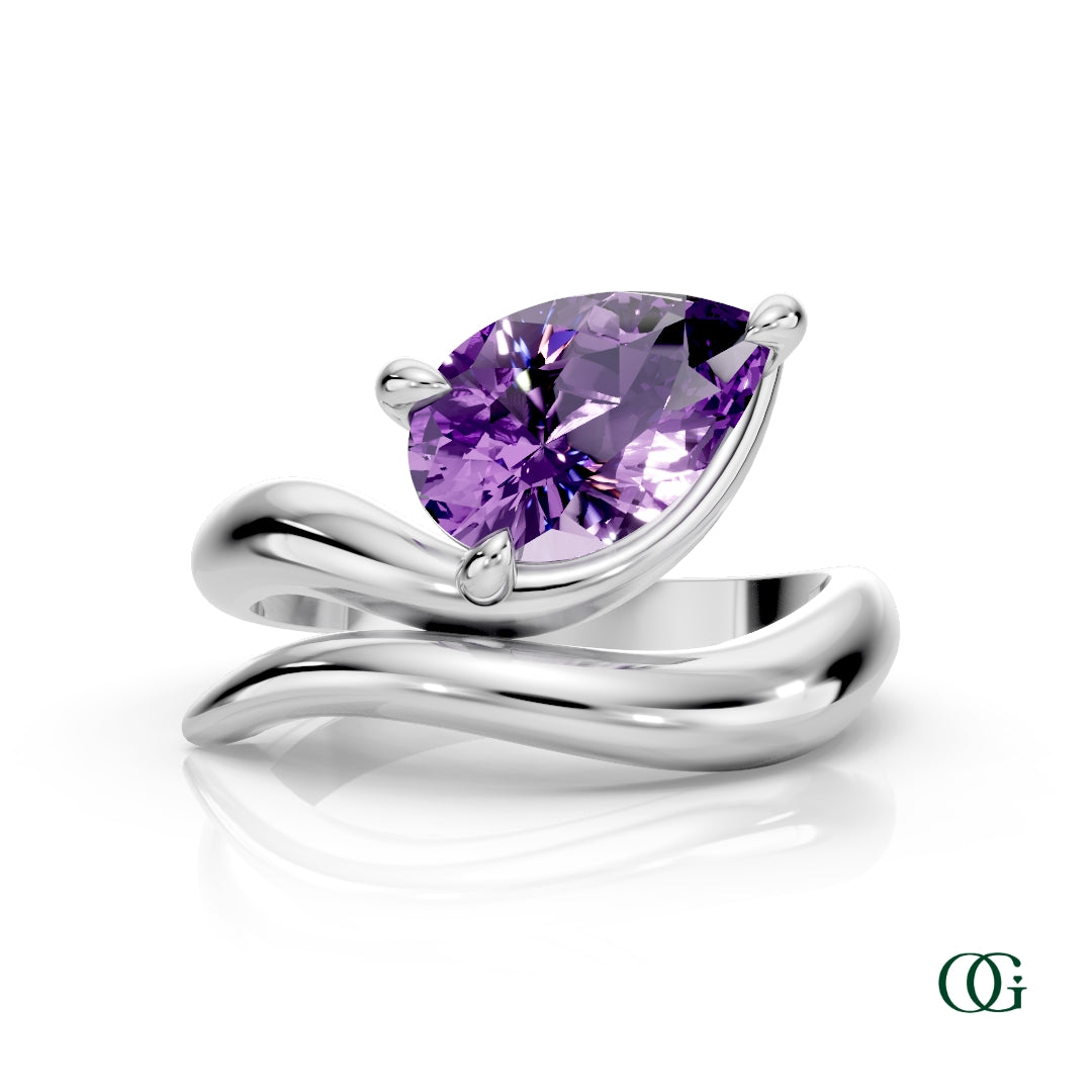 Personalized Pear Birthstone Ring