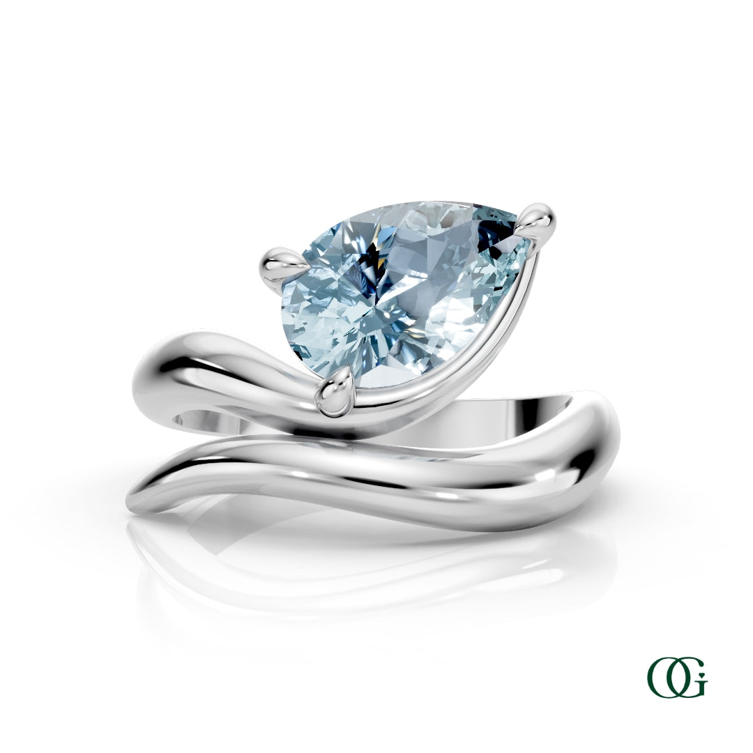 Personalized Pear Birthstone Ring