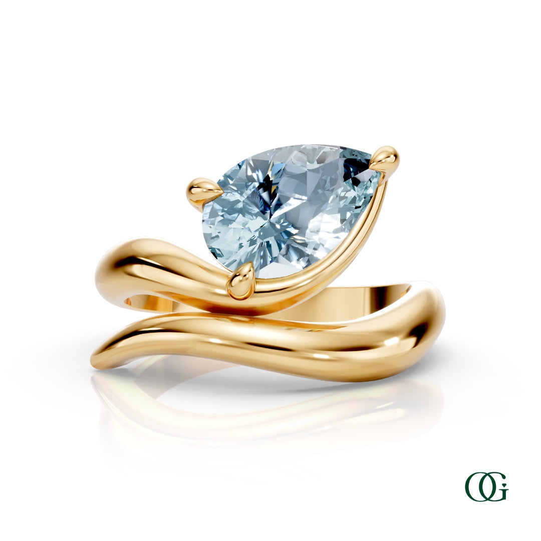 Personalized Pear Birthstone Ring