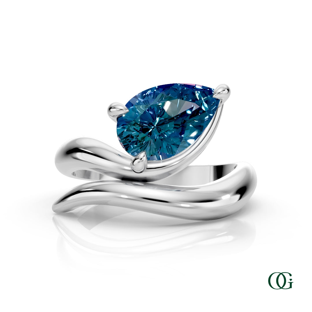 Personalized Pear Birthstone Ring