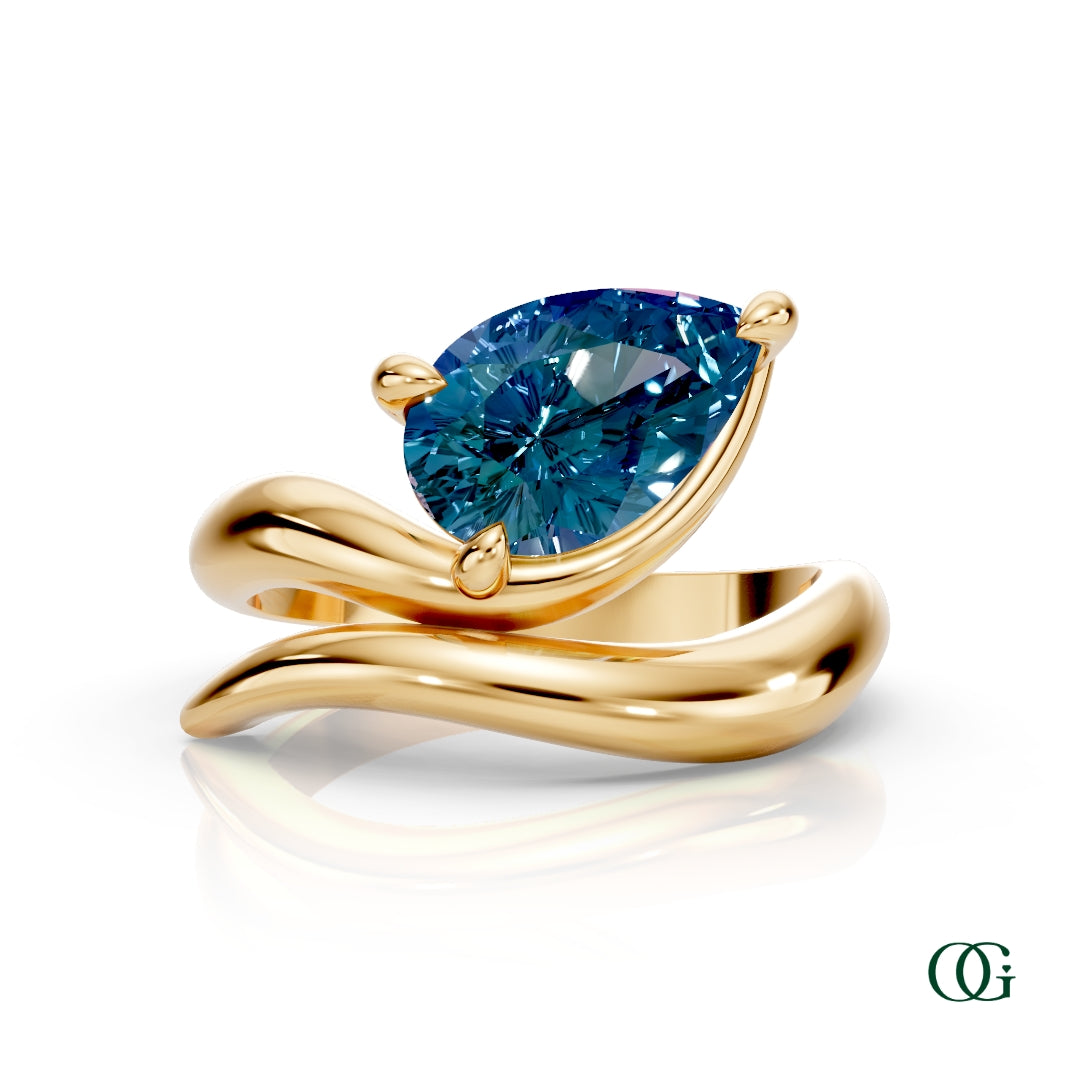 Personalized Pear Birthstone Ring