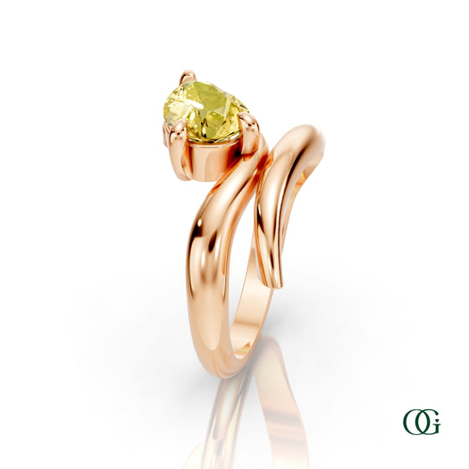 R|Personalized Pear Citrine Birthstone Ringin Rose Gold