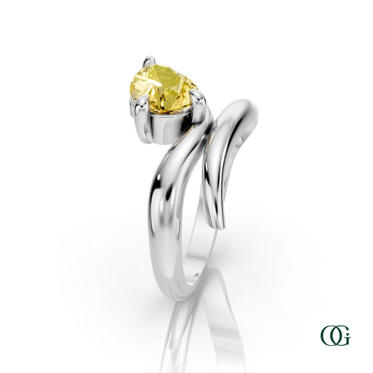W|Personalized Pear Citrine Birthstone Ringin White Gold