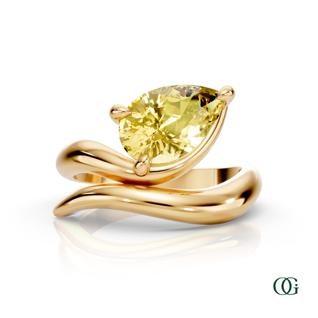 Personalized Pear Birthstone Ring