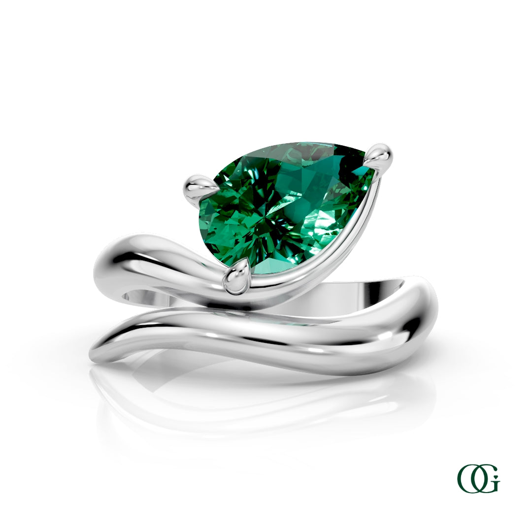 Personalized Pear Birthstone Ring