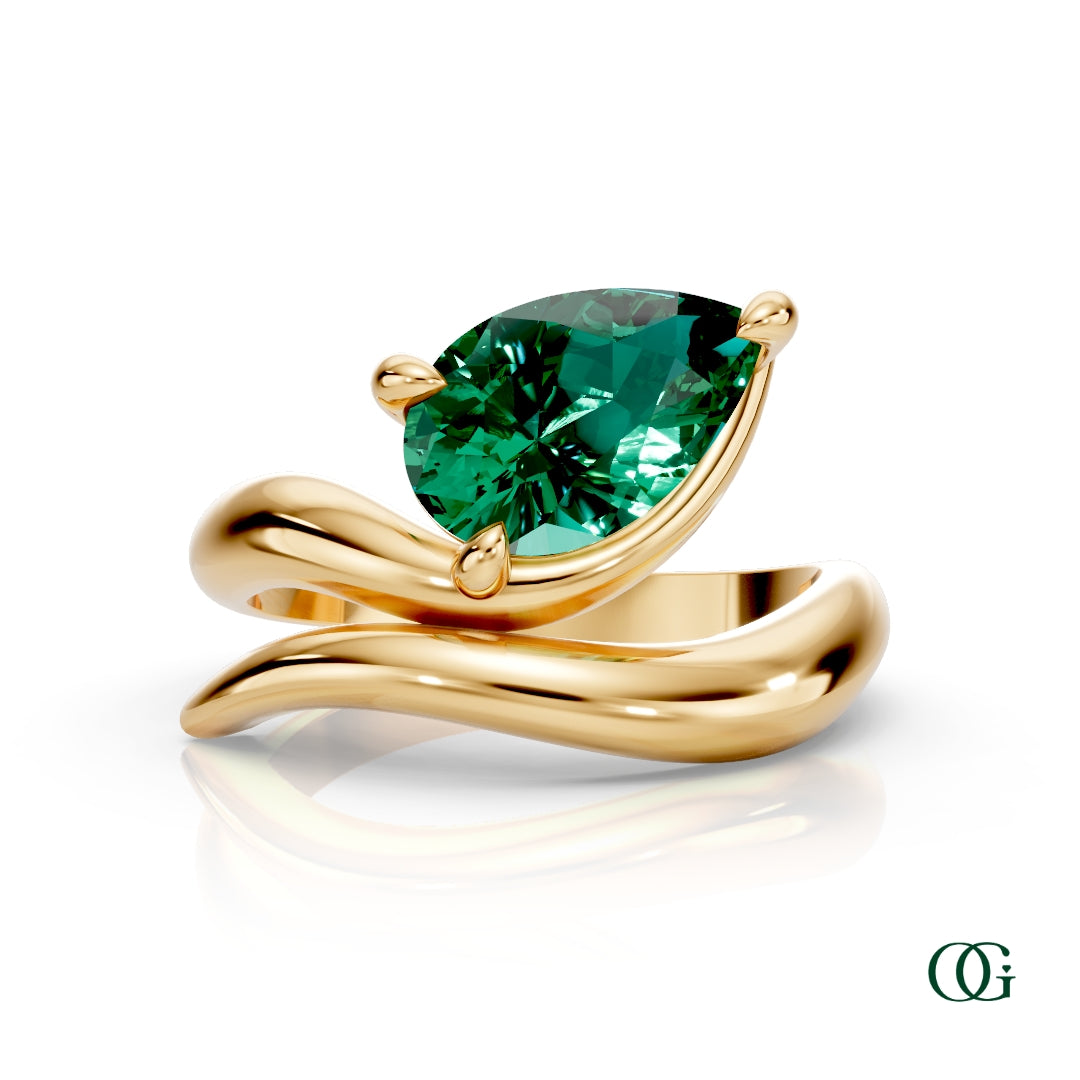 Personalized Pear Birthstone Ring