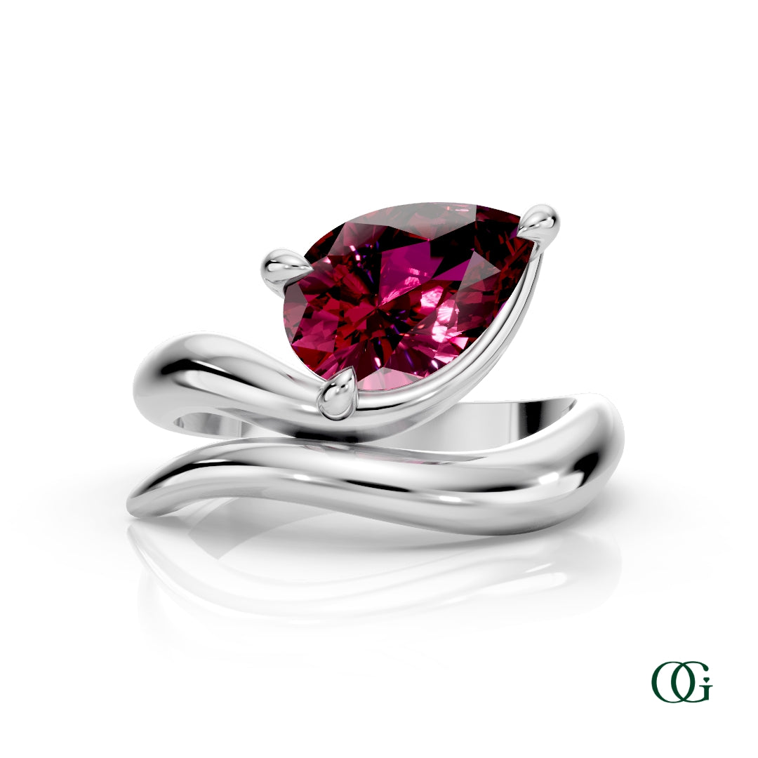 Personalized Pear Birthstone Ring