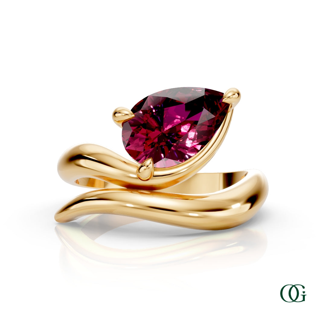 Personalized Pear Birthstone Ring