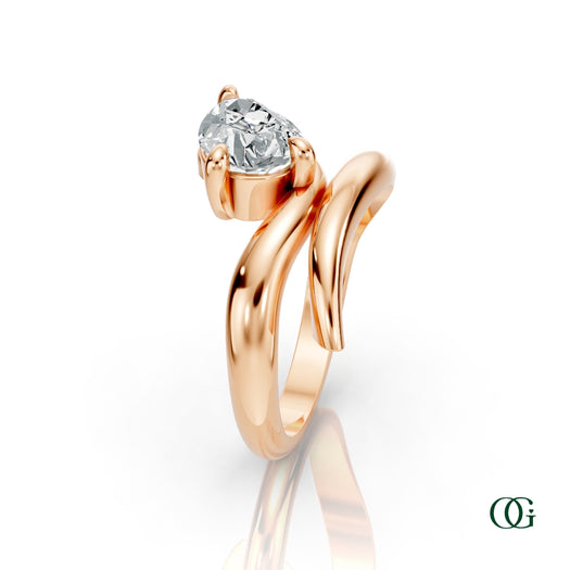 R|Personalized Pear Diamond Birthstone Ringin Rose Gold