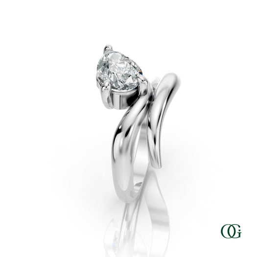 W|Personalized Pear Diamond Birthstone Ringin White Gold