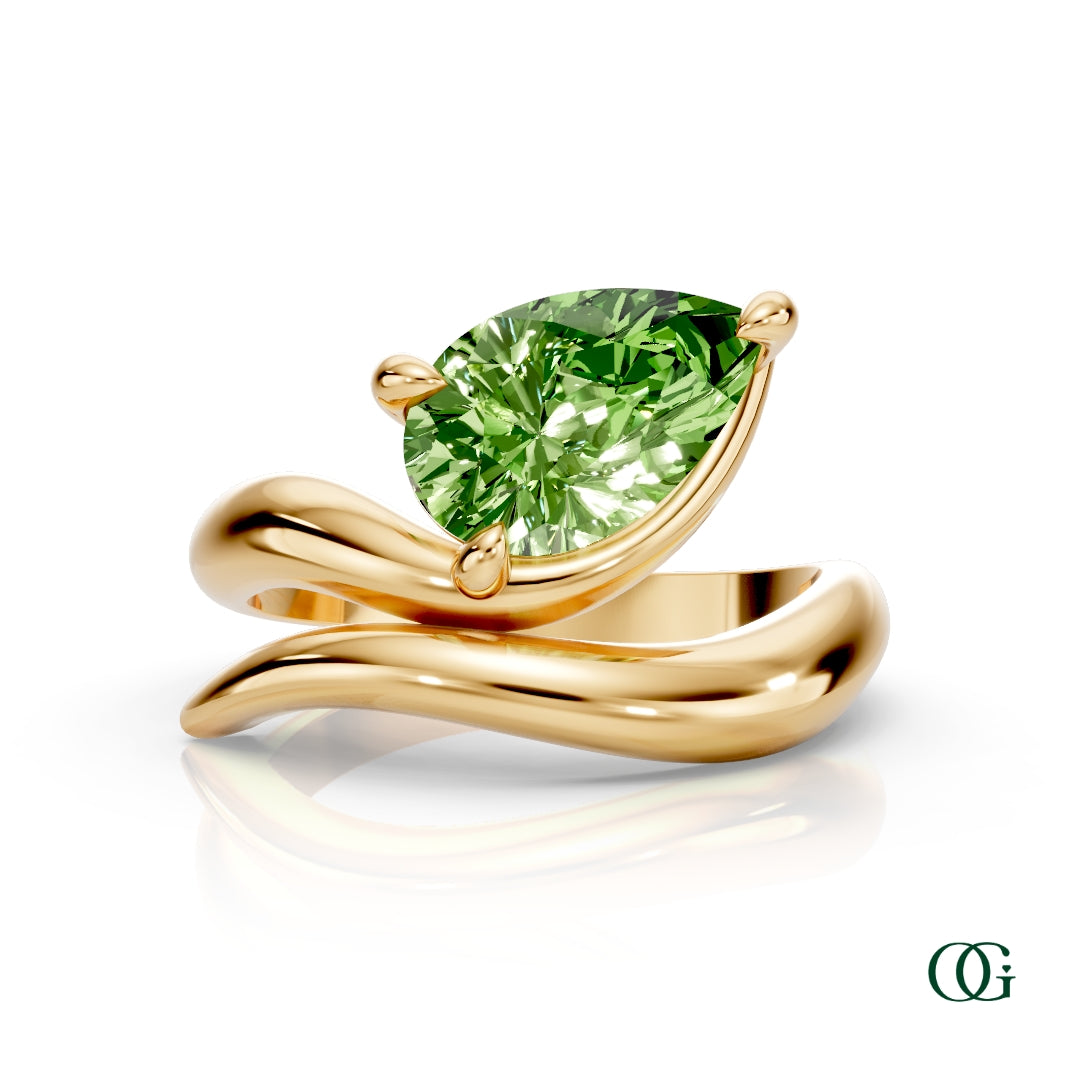 Personalized Pear Birthstone Ring