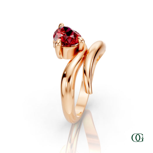 R|Personalized Pear Ruby Birthstone Ring in Rose Gold