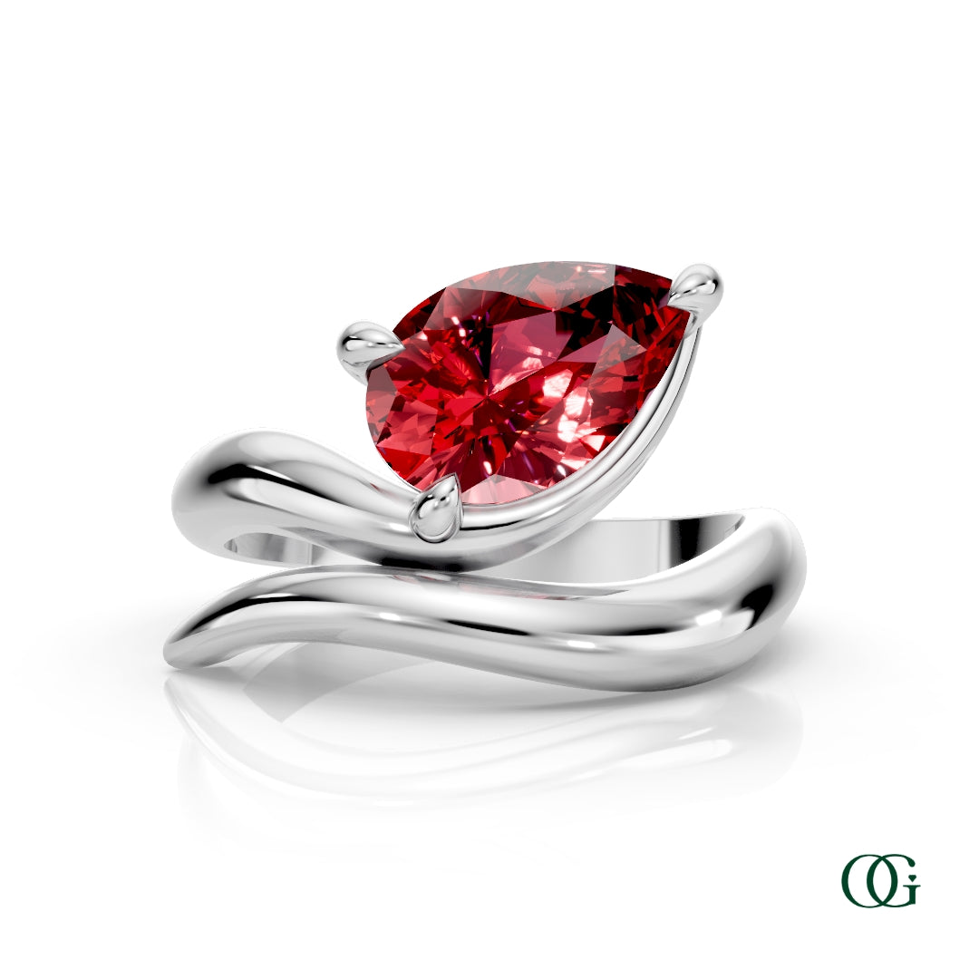 Personalized Pear Birthstone Ring